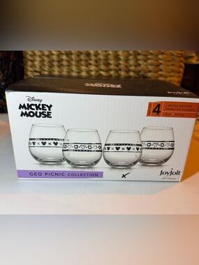 Jolt Disney Mickey Mouse Picnic Collection Stemless Wine Glasses - (Set of 4)
